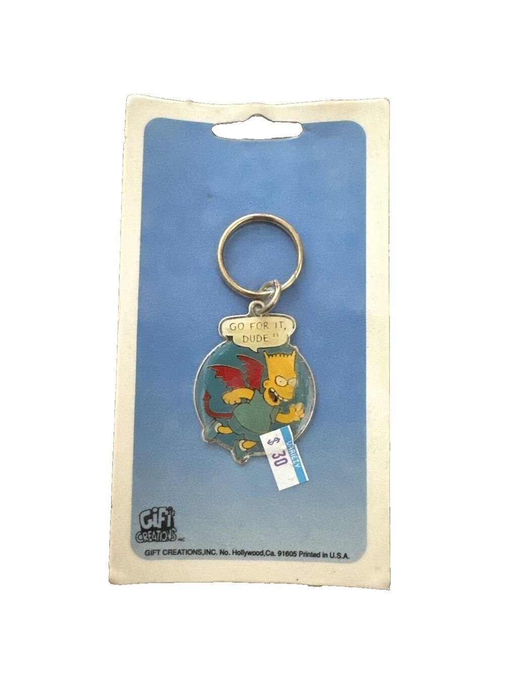 The Simpsons Vintage Bart Devil Keychain, Brand New Dead stock